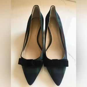 Ann Taylor Polly Plaid Bow Block Heel Pump 9 1/2